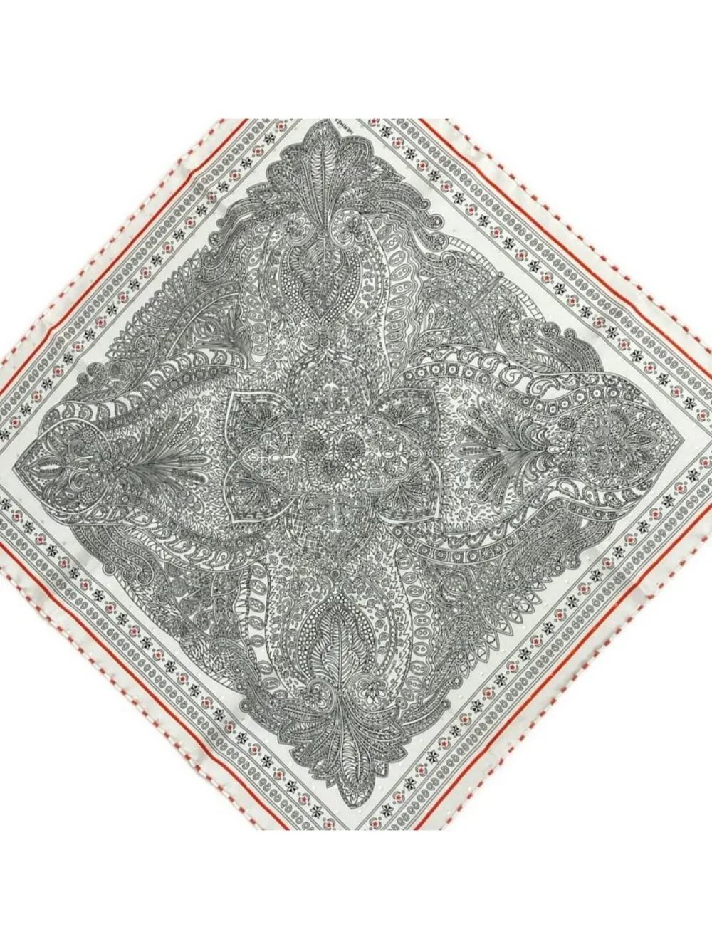 Hermes Scarf Carre 55 White Black Orange le Jardin de la Mahar